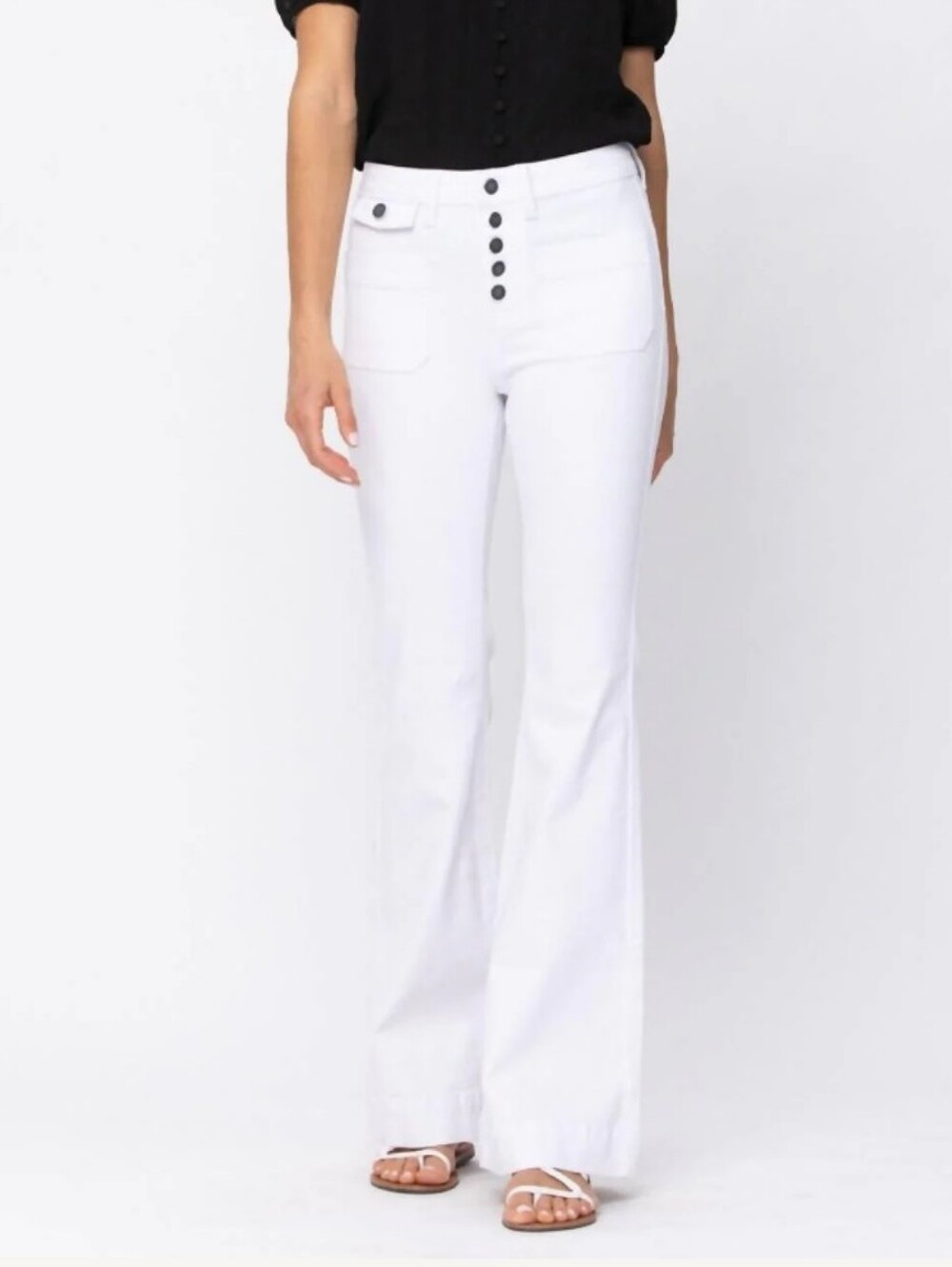 Judy Blue High Waist Fit Flare White Button Fly Jeans Size 15/32
